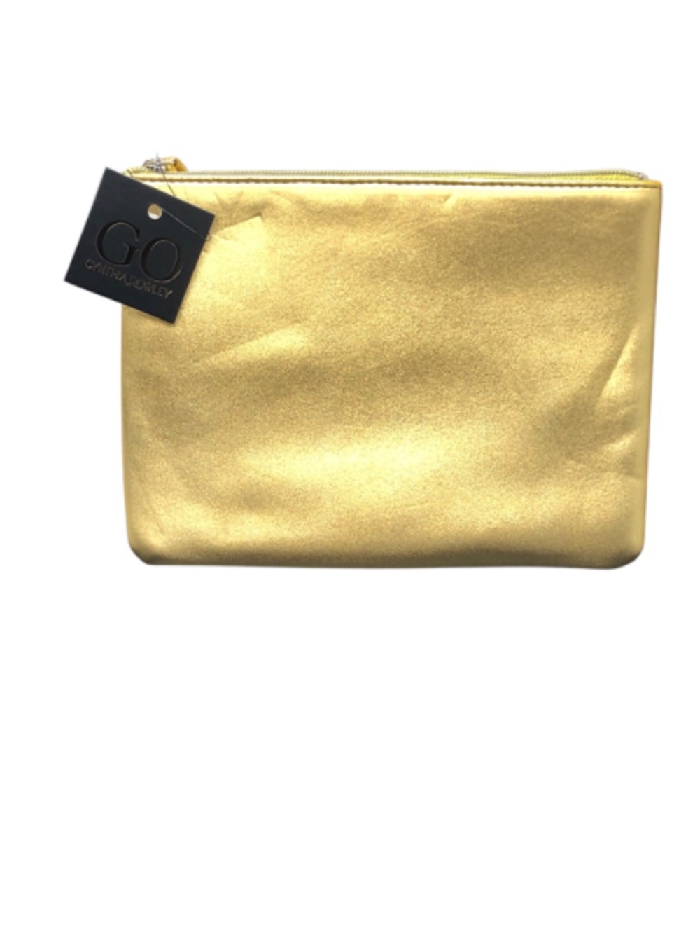 Cynthia Rowley Metallic Gold Flat Pouch | Tech Accessory Bag | Cosmetic Bag
